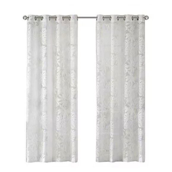 Sunsmart Curtain Abel Jacquard Blackout Grommet Top Single Panel Ivory 50x95 - Picture 1 of 8